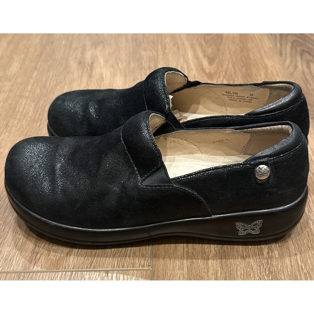 Alegria Keli Slip-On Clogs Women 38 Round Toe Black Leather Comfort Shoes - Picture 5 of 15